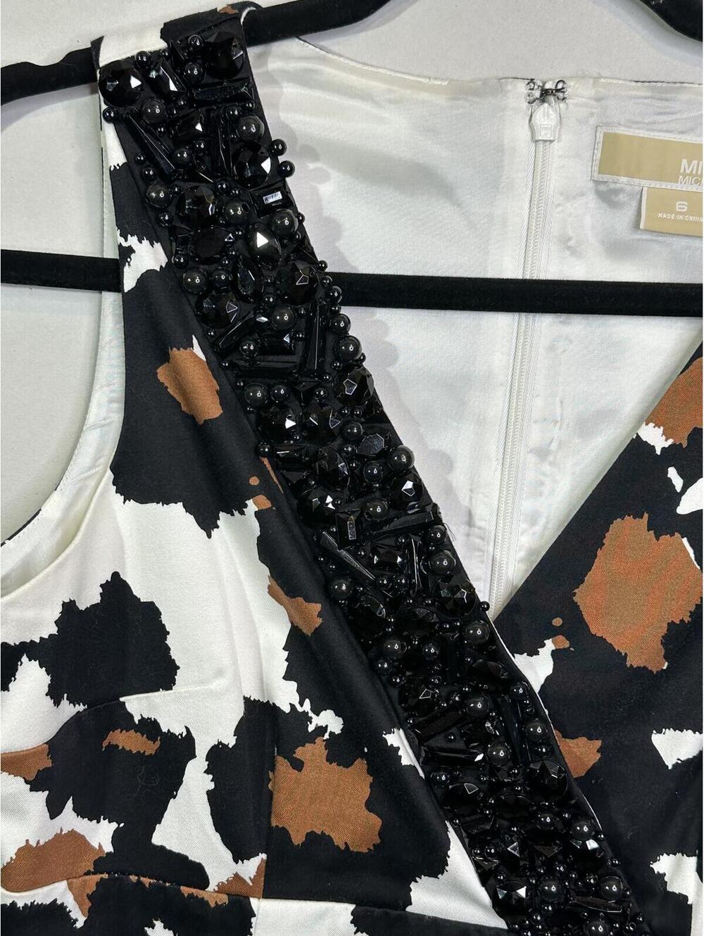 Michael Kors Embellished Leopard Print Sheath Party Dress Women’s Size 6 - Picture 5 of 10